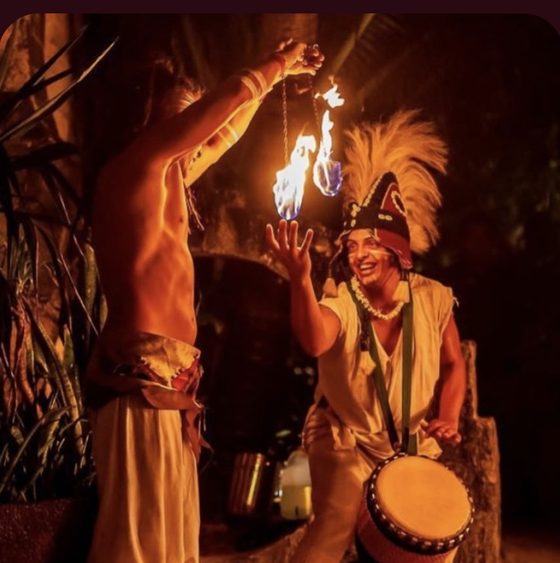 Mayan fire and drum troupe